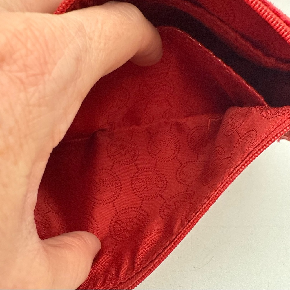 Michael Kors Red Snakeskin Estée Lauder Cosmetic Case MK Pull Limited Edition - Picture 7 of 10